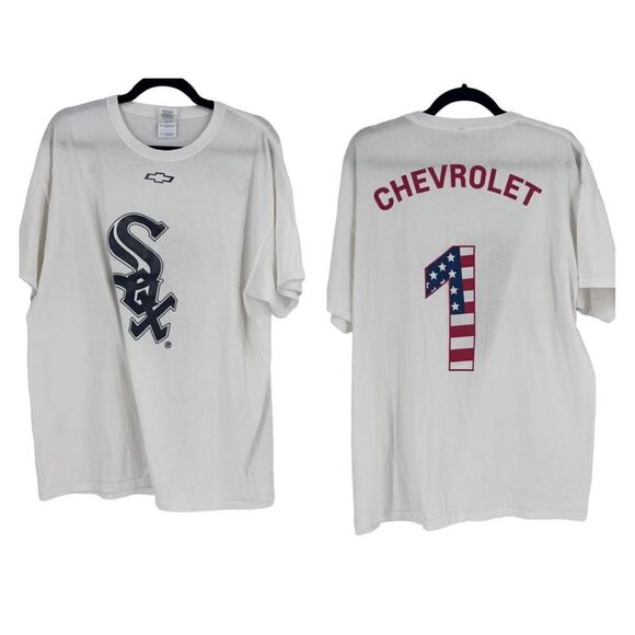 Gildan Men's Crew Neck Chicago White Sox Chevy Patriotic T-Shirt Size XL - Picture 1 of 6